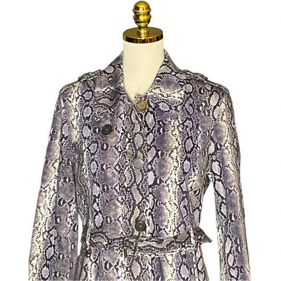 MICHAEL MICHAEL KORS  | Purple Cotton Blend Snakeskin-Print Trench Coat Size M - Picture 7 of 11